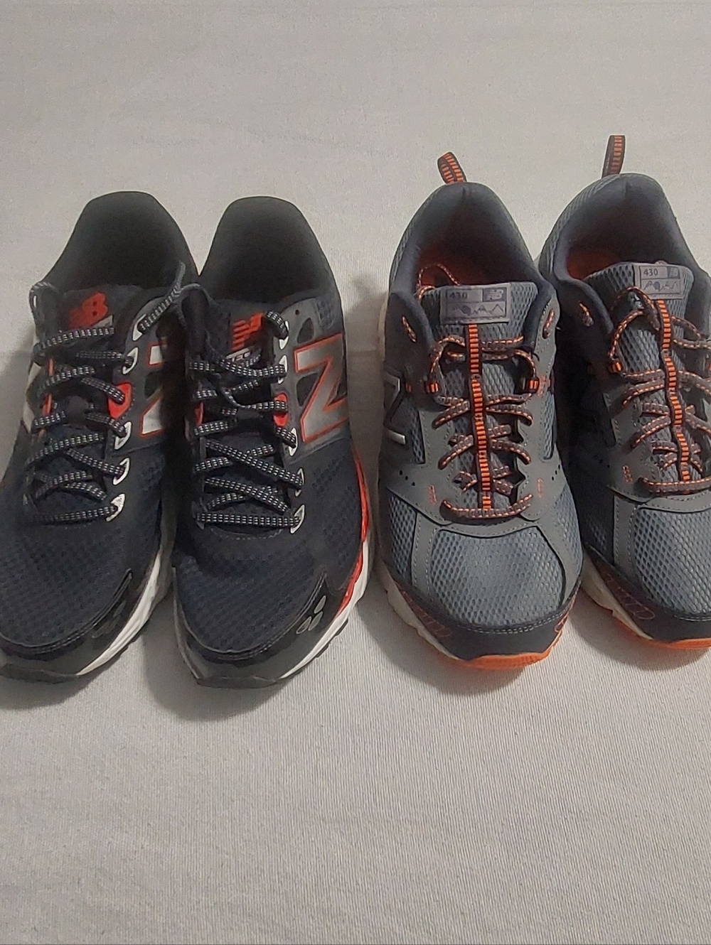 Only Selling As Two Pair New Balance Men's Dark Gray Athletic Shoes with Orange